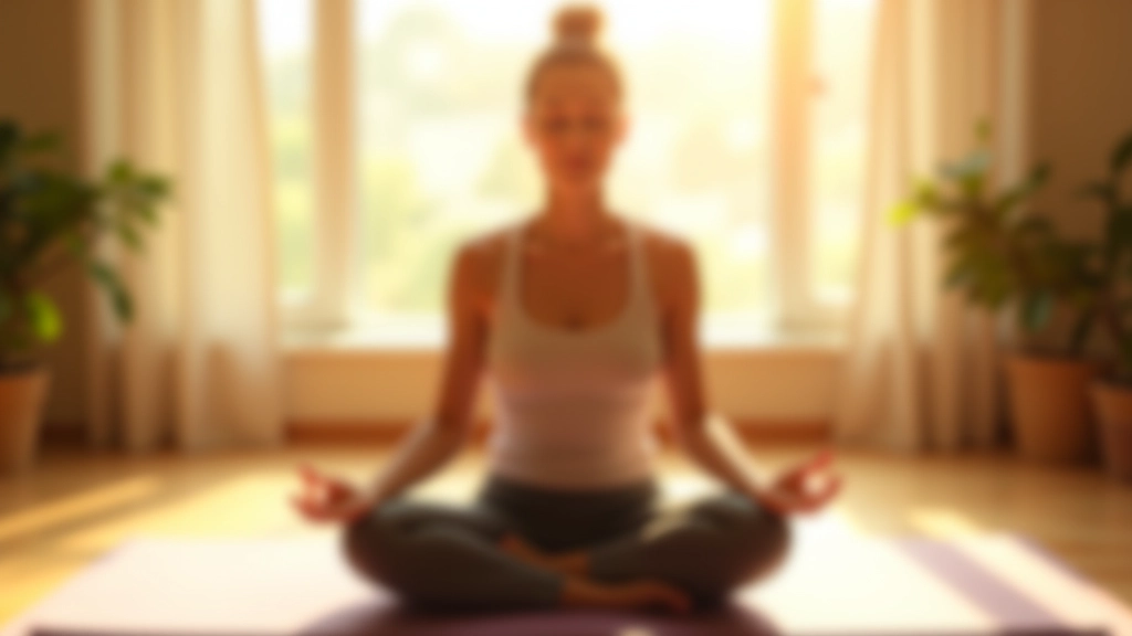 Sabah meditasyonu yapan profesyonel, yoga matında, ışık dolu oda, sakin ifade